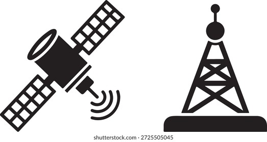 Schwarz-Weiß-Signal des Satelliten- und Rundfunkturms