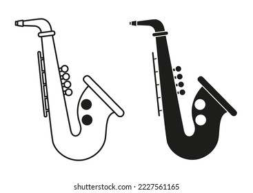 Black And White Saxophone Icon Flat Design Vector