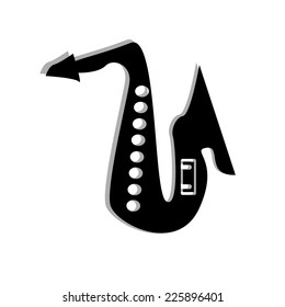 black and white saxophone logo vector symbol