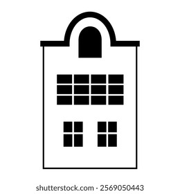 Black and white Scandinavian house clipart. Nordic house doodle in minimal flat style. Hand draw vector illustration.