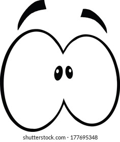 Black And White Scared Cartoon Eyes. Vector Illustration Isolated on white