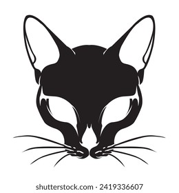 black and white scary cat vector logo