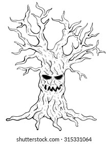 Spooky Tree Drawing : Spooky halloween scene clip art by kirstypargeter ...