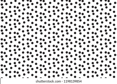 Black white scattered dots polka background seamless pattern. Vector illustration.