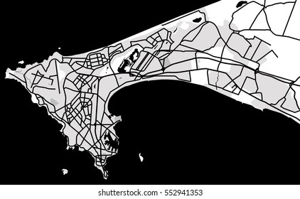 Black and white scheme of the Dakar, Senegal. City Plan of Dakar. Vector illustration