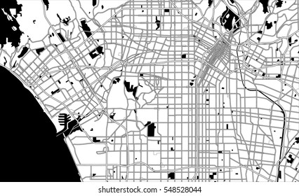 Black and white scheme of Los Angeles, USA. City Plan of Los Angeles. Vector illustration