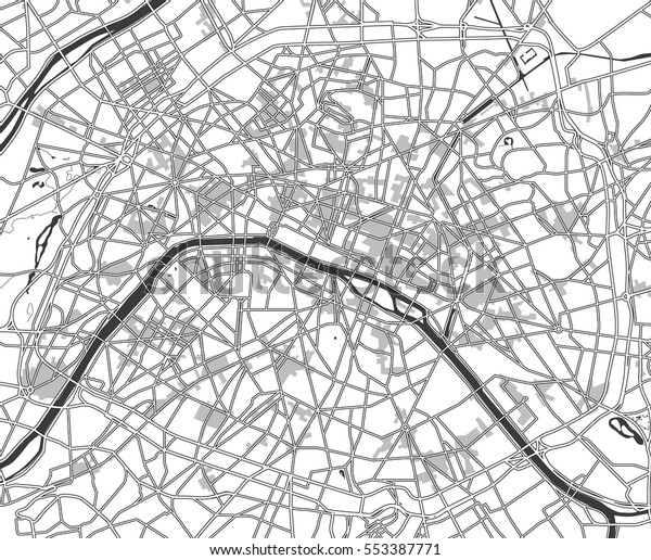 パリの白黒の計画 フランス パリ市制 ベクターイラスト のベクター画像素材 ロイヤリティフリー
