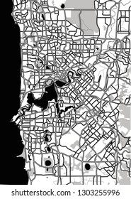 Black and white scheme of the Perth, Australia. City Plan of Perth. Vector illustration