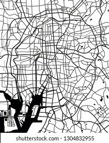 Black And White Scheme Of The PNagoya, Japan. City Plan Of Nagoya. Vector Illustration