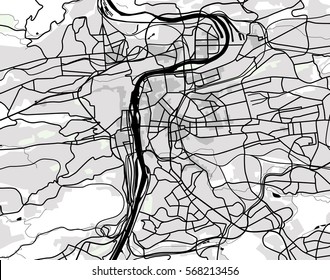 Black and white scheme of the Prague, Czech Republic. City Plan of Prague. Vector illustration