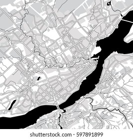 Black And White Scheme Of The Quebec, Canada. City Plan Of Quebec. Vector Illustration