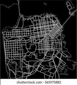 Black and white scheme of San Francisco, USA. City Plan of San Francisco. Vector illustration