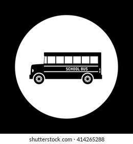 Black and white school bus icon 
