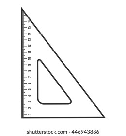 black  and white school ruler front view over isolated background, vector illustration