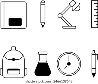 Black and White school things icon
