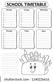 Tema 2 del horario escolar blanco y negro - ilustración vectorial eps10.