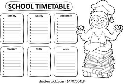 Black and white school timetable topic 5 - eps10 vector illustration.