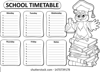 Black and white school timetable topic 4 - eps10 vector illustration.