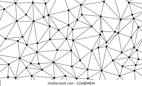 black and white sci fi dots connected with lines wallpaper . science fiction background , poligon mesh of abstract molecular chemical formula