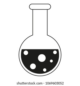 Black and white science test tube silhouette. Education theme vector illustration for gift card certificate banner sticker, badge sign, stamp, logo, label.