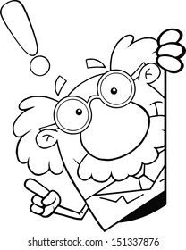 Black And White Scientist Or Professor Looking Around A Blank Sign With Advice