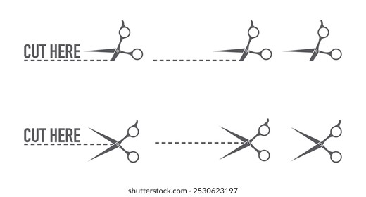 Iconos de tijera en blanco y negro con líneas de puntos y las palabras 'CORTAR AQUÍ' indican dónde cortar.