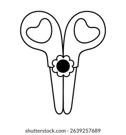 Black and white scissors clipart, school supplies, back to school doodle, hand drawn vector illustration in flat style	