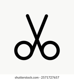 Black and white scissors icon vector. Minimal scissors icon vector collage illustration. Graphic scissors icon vector element. Cut website icon.