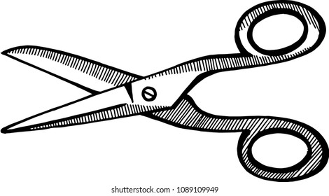 black and white scissors vector illustration