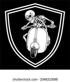 the black and white scooter biker skull logo is good for logo reference