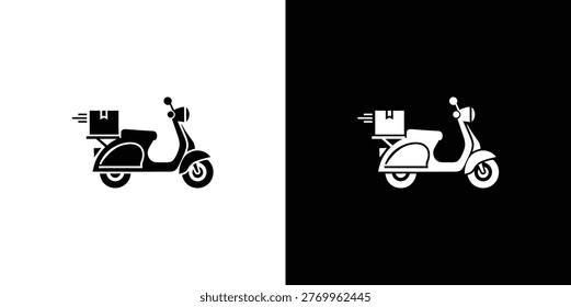 Black and white scooter with delivery box on back delivery scooter motor scooter 1 delivery package delivery