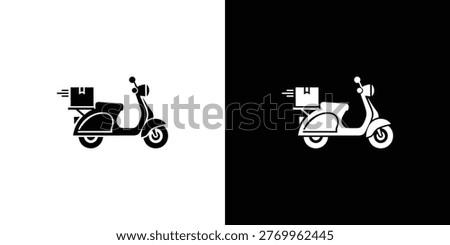 Black and white scooter with delivery box on back delivery scooter motor scooter 1 delivery package delivery