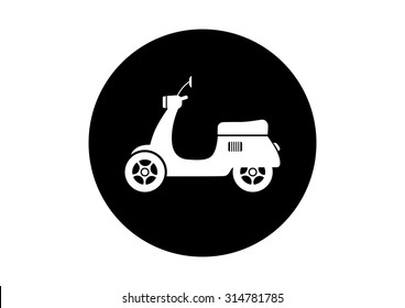 Black and white scooter icon on white background       