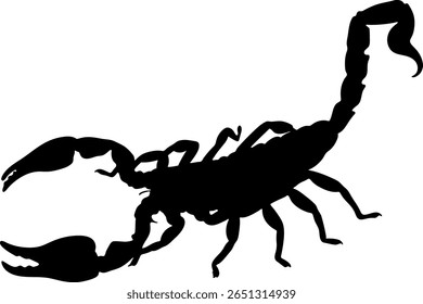 Silhueta de escorpião preto e branco.