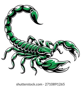 Ilustración vectorial de escorpión blanco y negro – Diseño agresivo del tatuaje del insecto