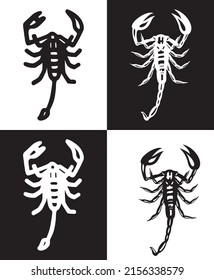 Black and white scorpion vector silhouette illustration