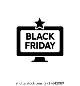Schwarz-Weiß-Bildschirm-Symbol, das den Text des Black Friday-Verkaufsereignisses anzeigt