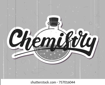 black and white screensaver documentary about chemistry. retro emblem with the letters on the projection screen. the frame of old documentary. vector