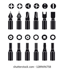 Black and white Screwdriver bit icon on white background. Vector concept illustration for design.