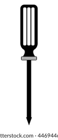 black and white  screwdriver front view over isolated background, vector illustration 