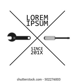 Black and White Screwdriver and Wrench Logo Template