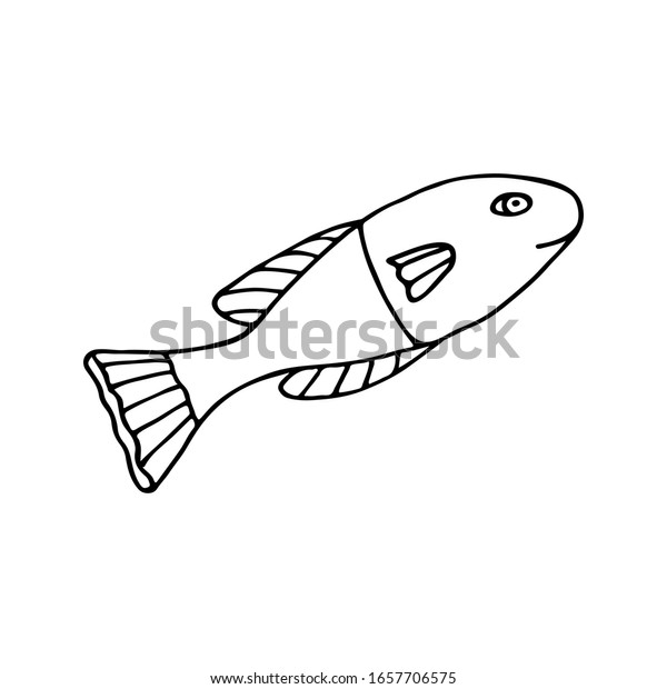 Black White Sea Fish Vector Doodle Stock Vector Royalty Free Shutterstock