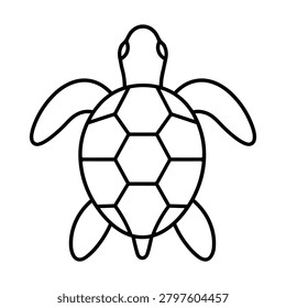 Black and white sea turtle icon for sea theme, turtle animal symbol for marine wildlife and ocean nature design for nautical and ocean design