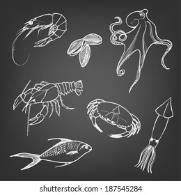Black and white seafood