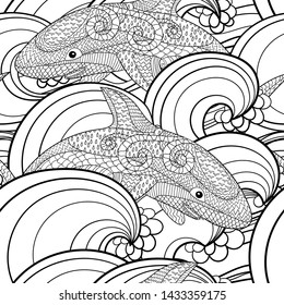 Sea Life Coloring Page Illustration Print Stock Vector (royalty Free 