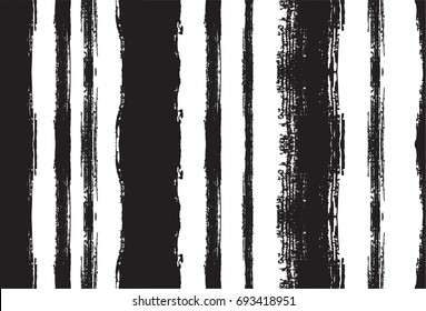 Black and white seamles vector sailor stripes pattern. Trendy hipster textile background. Retro vintage fabric stripy design. Grey scale paintbrush ink strokes. Funky graffiti painted seamless pattern