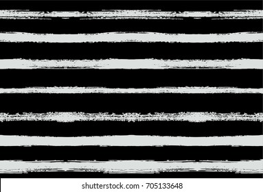 Black and white seamles vector sailor stripes pattern. Trendy hipster textile background. Retro vintage fabric stripy design. Grey scale paintbrush ink strokes. Funky graffiti painted seamless pattern