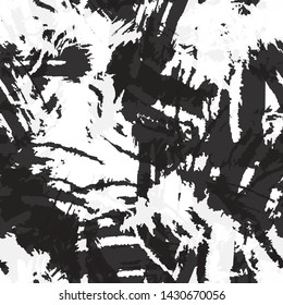 Black and white seamless abstract background of smears of paint. Texture for printing on fabric, business cards, posters