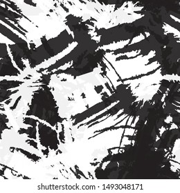 Black and white seamless abstract background of smears of paint. Texture for printing on fabric, business cards, posters