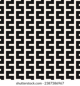 Black and white seamless abstract geometric pattern. Simple texture with zigzag, snake lines and stripes. Vector minimal monochrome background. Repeated ornament design for decor, print, carpet, wrap